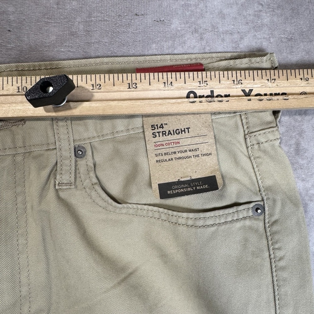 Nwt LEVI STRAUSS Men 514 Straight 100% Cotton Denim Jeans TAG 33x32 Khaki - Picture 5 of 10